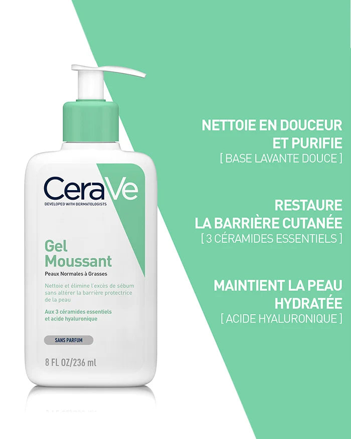 CERAVE GEL MOUSSANT peaux normales à grasses 236ml